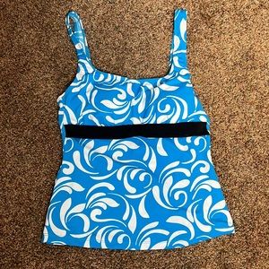 NWT Swim tankini top in blue and white